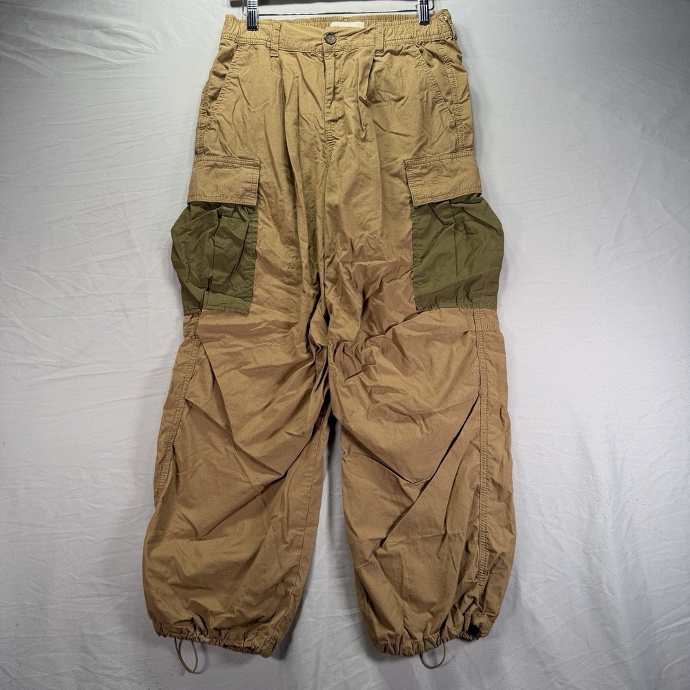 Anthropologie Parachute Pants Womens 26 Brown Cargo Pocket Baggy Utility